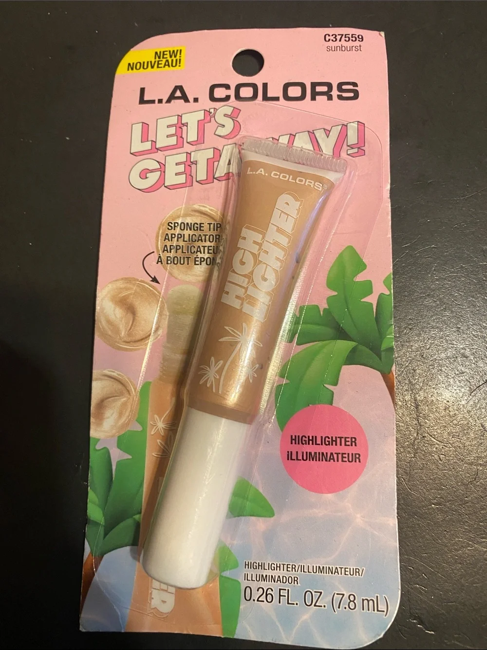 L.A. Colors Pink & Peach Eyeshadow Quad with Pink Lip Gloss and Highlight Duo